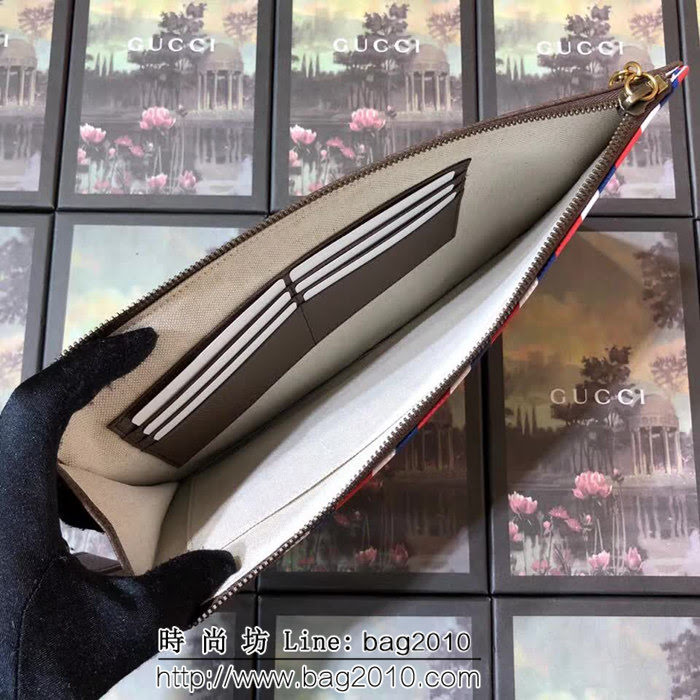 GUCCI古馳 爆款手包 GG圖案系列 時尚刺繡 復古風格手拿包 473915 啡繡 WTG1949